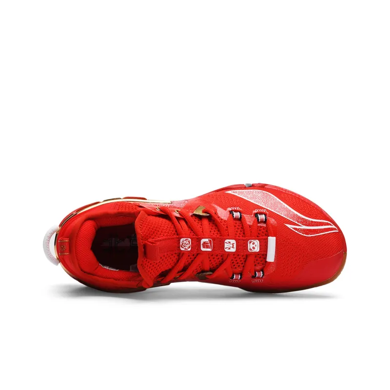 LiNing Cushioned Slip Resistant Abrasion Resistant Breathable Low Top Badminton Shoes Men's Red Blue Mismatched-3