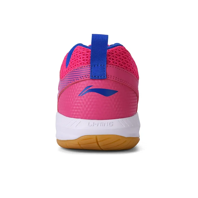 LiNing Feather Cushioned Wear Resistant Breathable Lightweight Low Top Badminton Shoes Unisex White Pink-3
