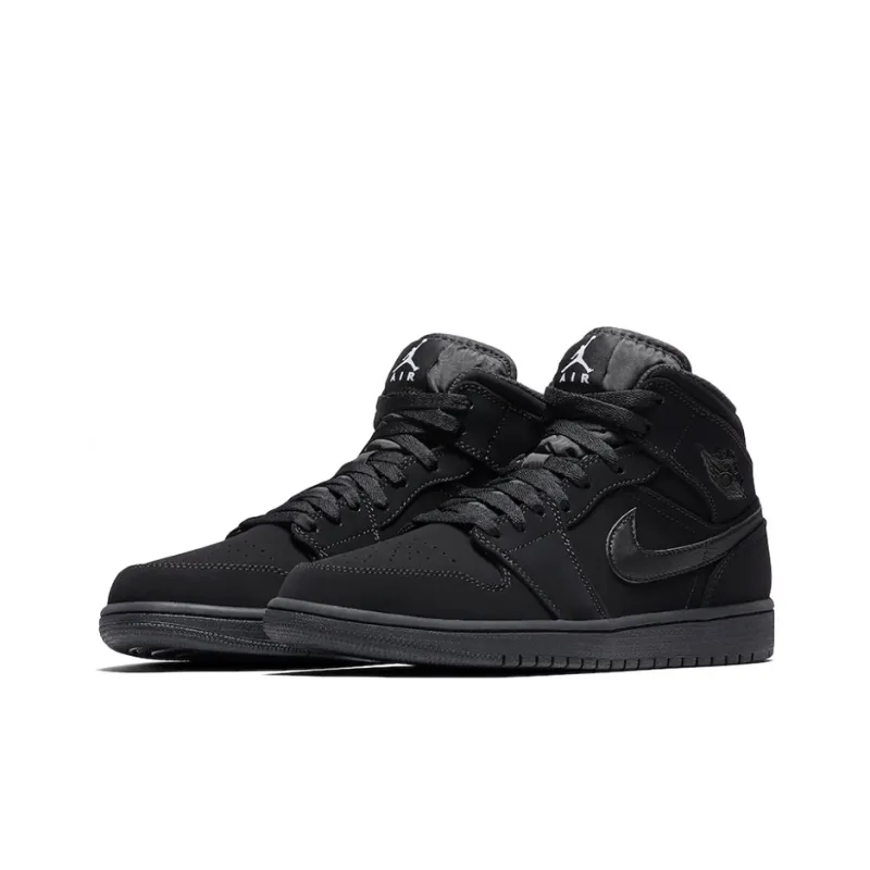 Jordan 1 Mid Black Black White-1