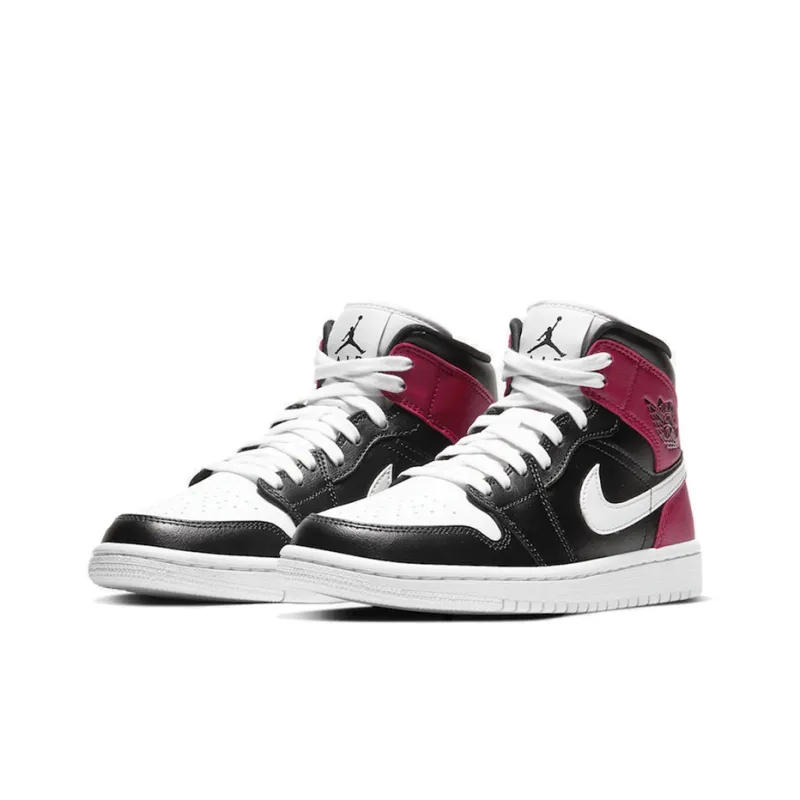 Jordan 1 Mid Black Noble Red Women's-2