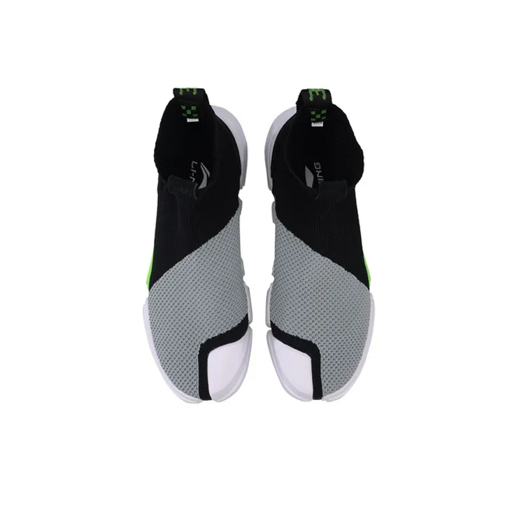 LiNing Essence 2 Breathable, Lightweight Coverage High Top Vintage Basketball Shoes Men's Black Gray Green-3