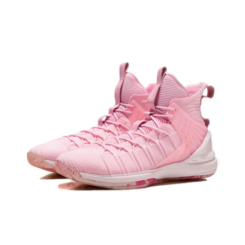 LINING CF Vintage Basketball Shoes Men High Top White/Pink-2