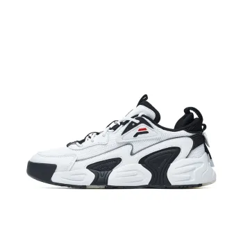 FILA Swarm Swirl Cushioned Slip Resistant Breathable Mid Top Vintage Basketball Shoes Women's Black White