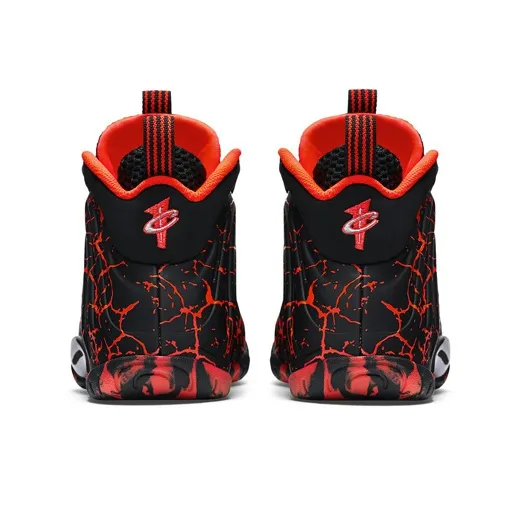 Nike Foamposite One Non slip Lightweight Mid Top Vintage Basketball Shoes Unisex Black Red-3