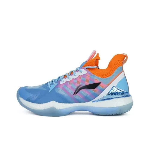 LINING Battle Halberd Badminton Shoes Women's Low-Top Blue/Orange