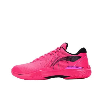 LiNing Thunder 䨻 Cushioned Slip Resistant Abrasion Resistant Low Top Badminton Shoes Unisex Fluorescent Fruit Pink