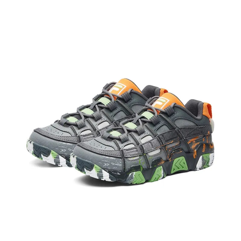 FILA FUSION Ade Vintage Basketball Shoes Women's Low Top Gray/Green-2