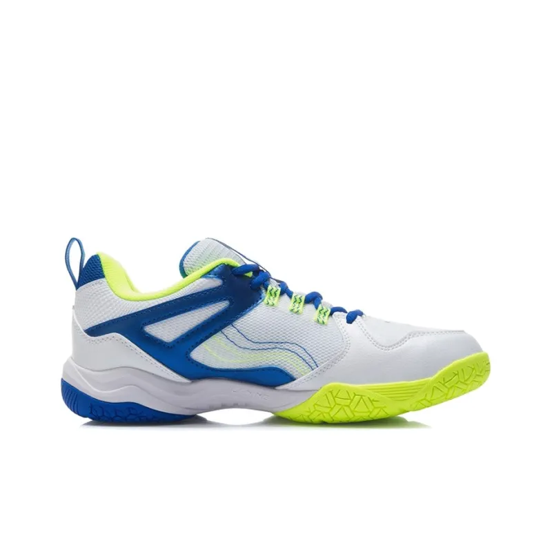 LiNing Cushioning Wear Resistant Low Top Badminton Shoes Men's White Blue-1