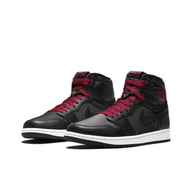 Jordan 1 Retro High Black Satin Gym Red-2