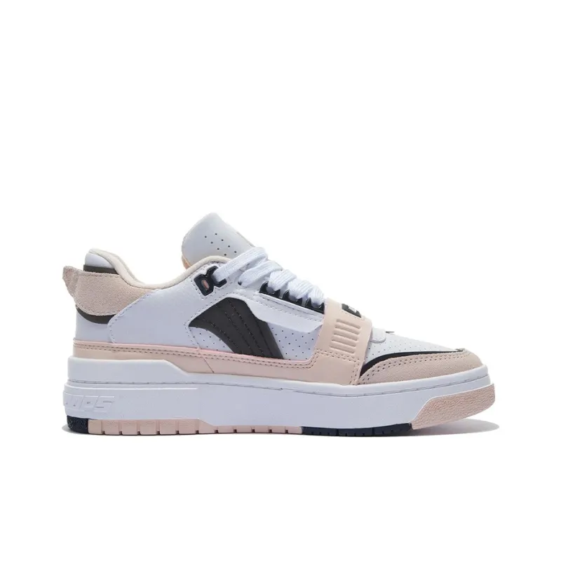 LINING Badfive Vintage Basketball Shoes Women's Low Top Standard White/Soft Rose Pink-1