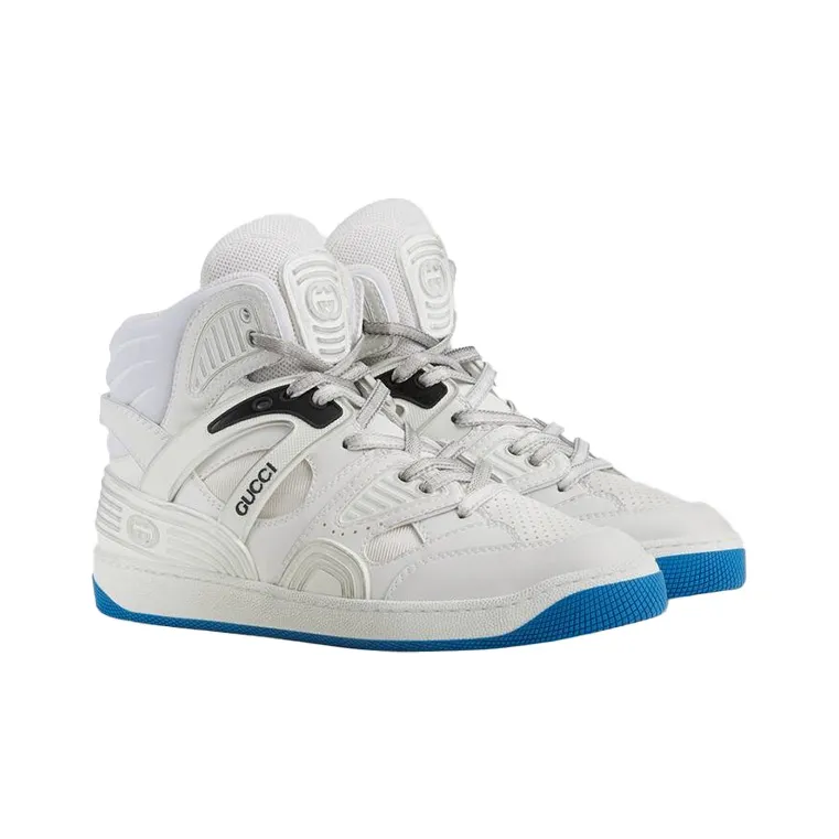 GUCCI Women's Basket High Sneaker 'White Blue' Women's-1