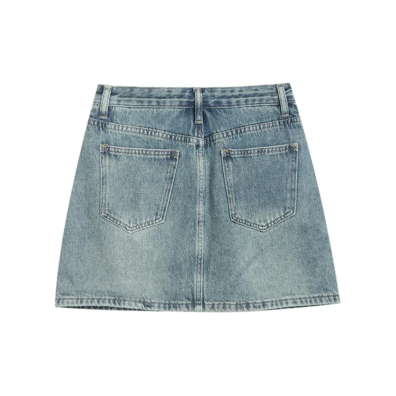 BRASS SCOUT Denim Short Skirts Women's Vintage Blue-1