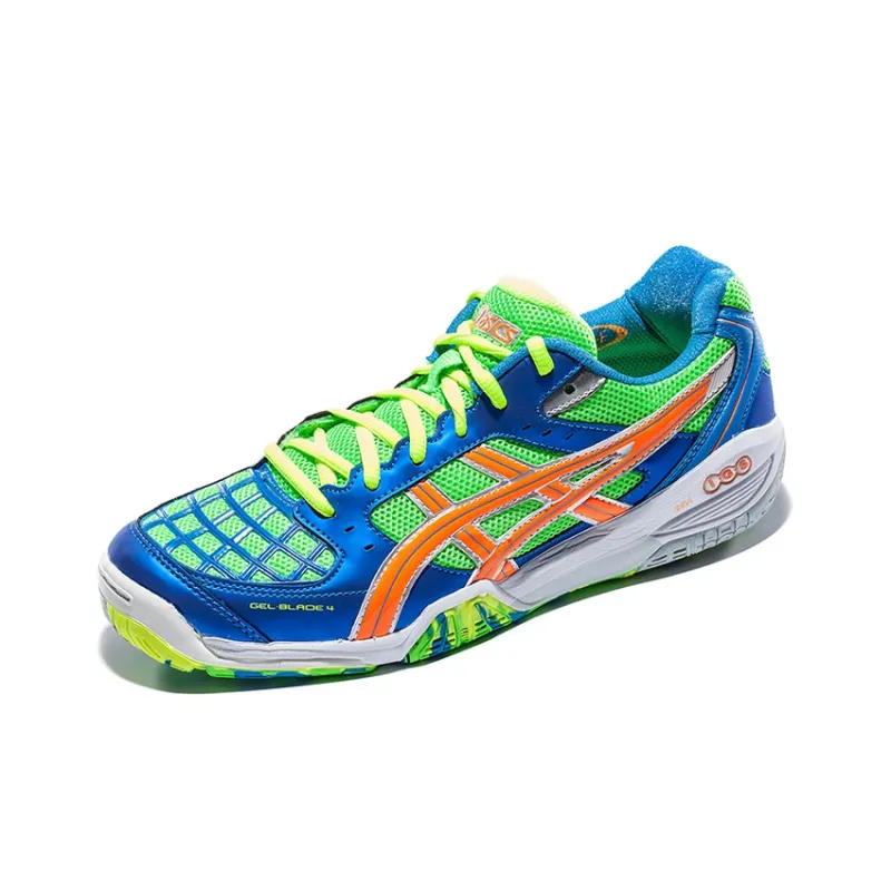 Asics Gel-Blade 4 Anti-Slip Wear-Resistant Low-Top Badminton Shoes Men's Blue Orange-1
