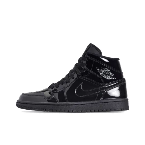 Jordan 1 Mid SE Triple Black Patent Women's