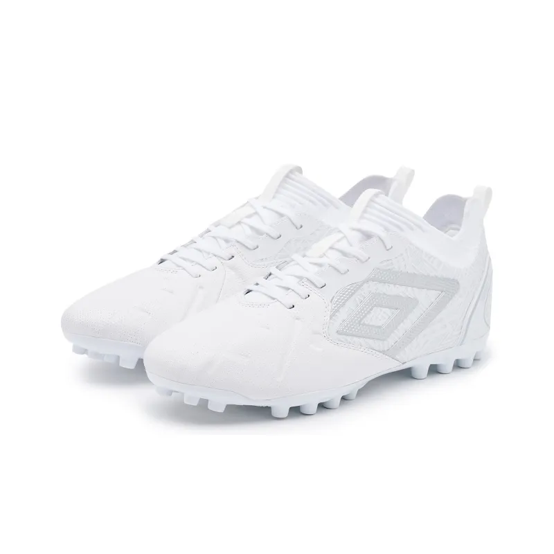 Umbro AG Rubber Short Studs Wear-Resistant Support Balance Impact-Resistant Soccer Shoes Men's White Silver-2