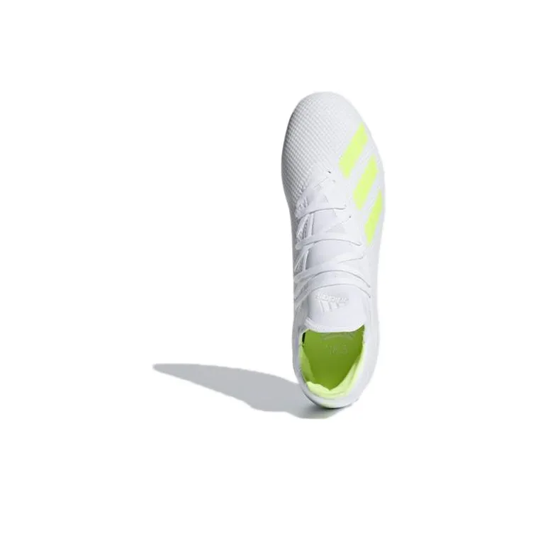 Adidas X 18.3 TF Rubber Broken Studs Firm Ground Artificial Ground Slip Resistant Soccer Shoes Men's White Green-4