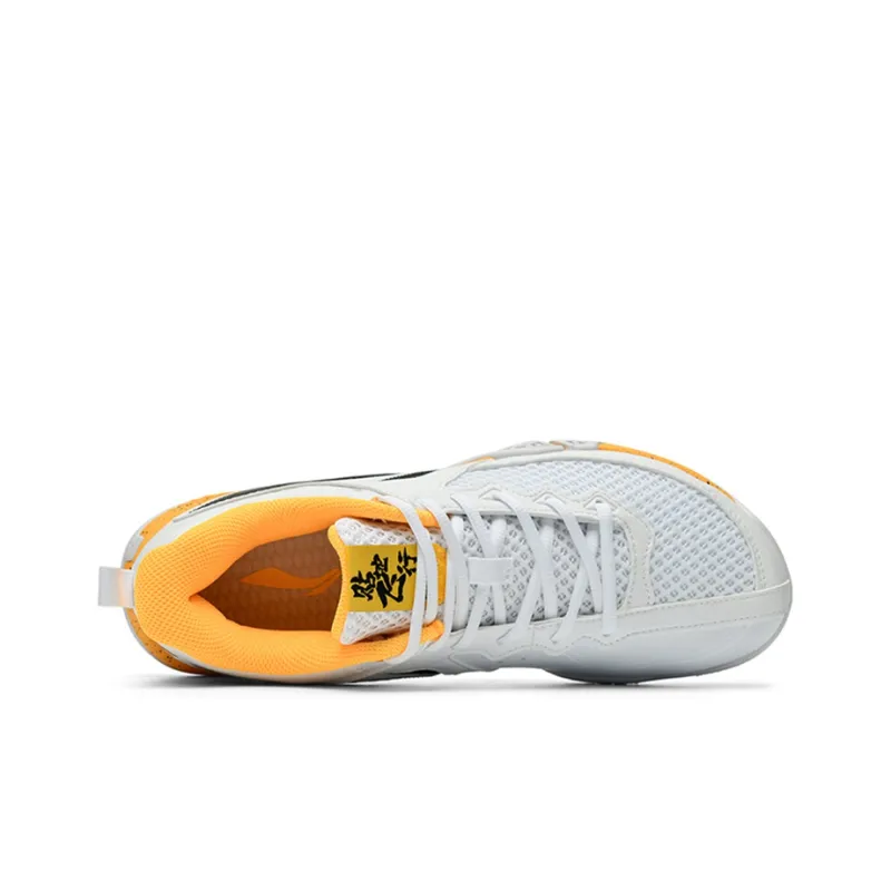 LiNing II Lite Cushioning Wear Resistant Low Top Badminton Shoes Unisex White Yellow-2