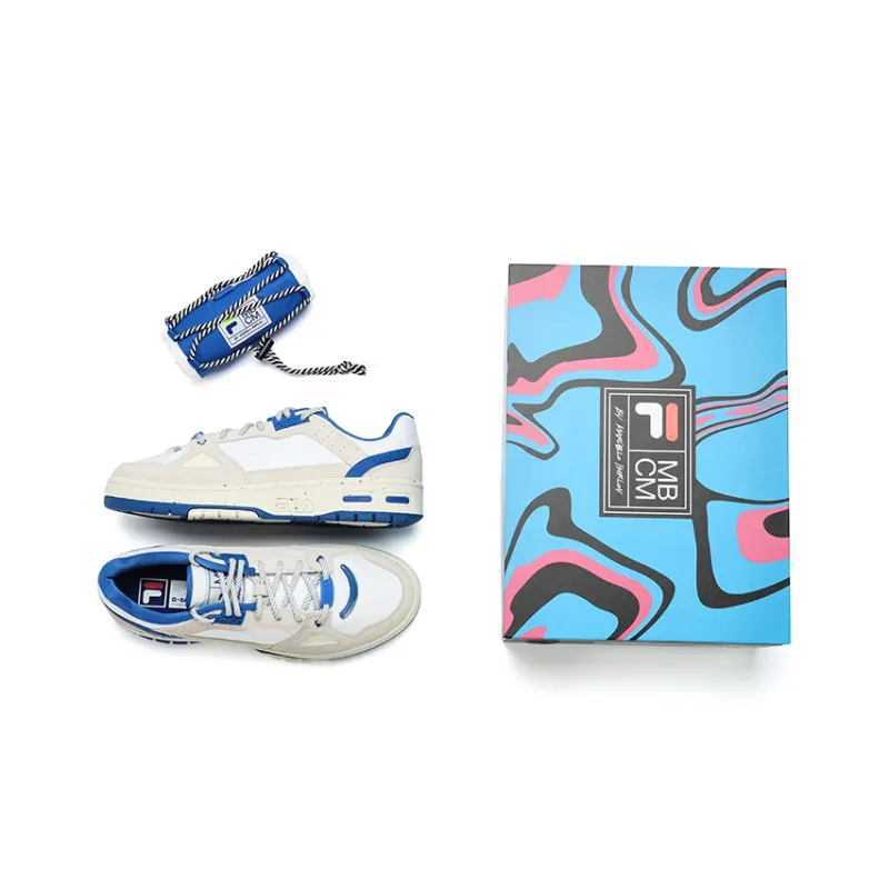 Marcelo Burlon X FILA FUSION Marcelo Burlon Collaboration Collection Vintage Basketball Shoes Women's Low Top Bright White/Antique White-1