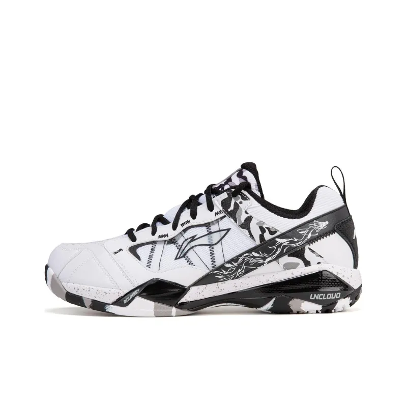 LiNing Shock Absorbers With Slip Resistant And Abrasion Resistant Properties Low Top Badminton Shoes Men's White Black-0