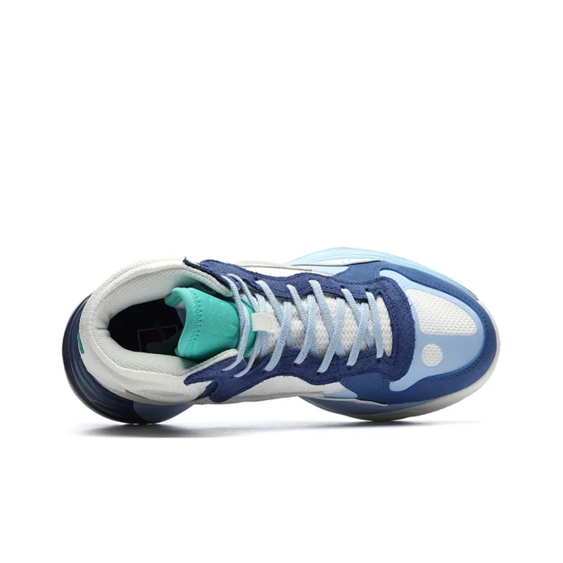 FILA FUSION FX 22 Cushioning Anti Slip And Wear Resistant Coverage Mid Top Vintage Basketball Shoes Women's White Blue-2