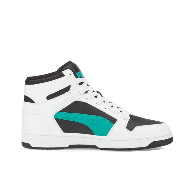 PUMA Unisex Rebound LayUp Mid Top Black/White/Green-1