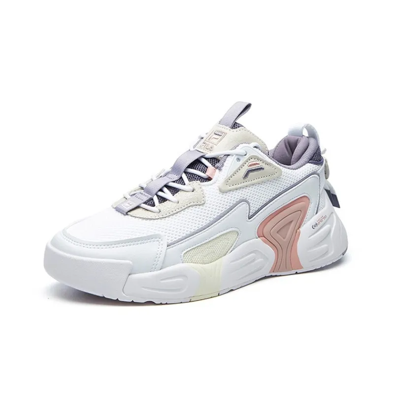 FILA Vorte Vortex Swirl Cushioned Slip-Resistant Breathable Low-Top Vintage Basketball Shoes Women's FILA White-1