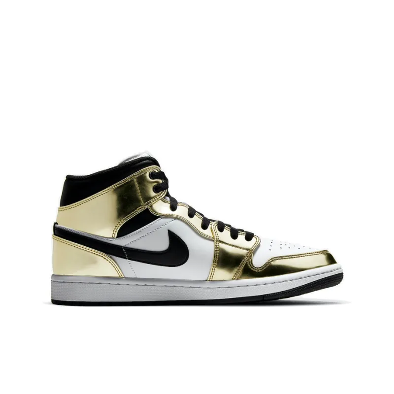 JORDAN 1 Mid Metallic Gold Black White-1