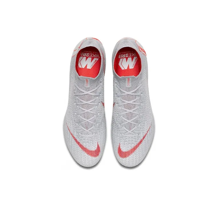 Nike Mercurial Superfly 6 Soccer Shoes Men Mid-Top Light Gray/Red-3