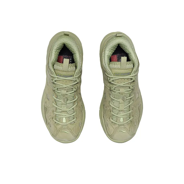 LiNing Vintage Basketball Shoes Women's Low-Top Earth Gray Green-3