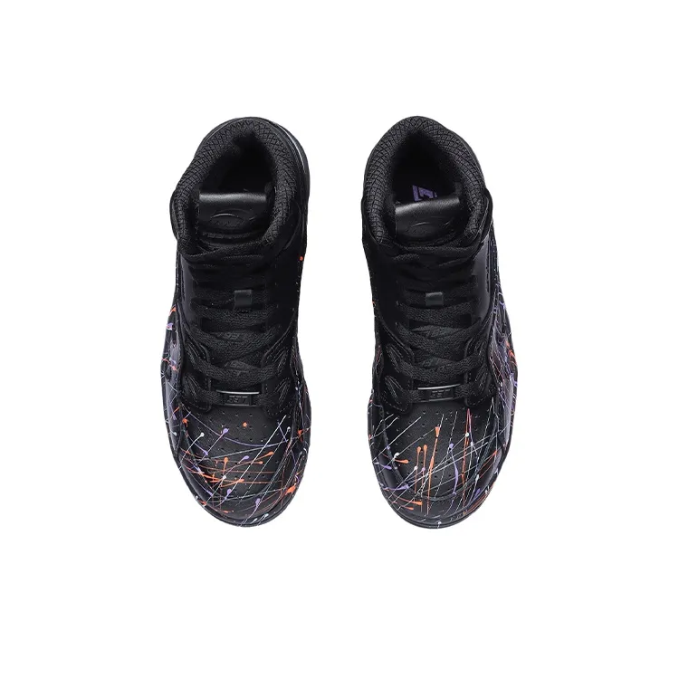 LiNing 937 Deluxe Hi Cushioning Anti Slip And Wear Resistant Rebound High Top Vintage Basketball Shoes Women's Black-2