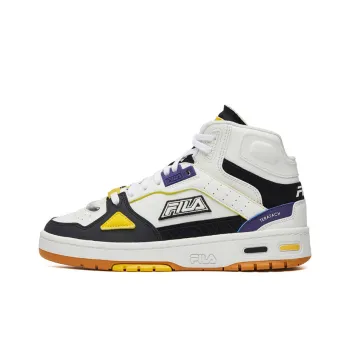 FILA FUSION Teratach Cushioning Anti Slip And Wear Resistant Mid Top Vintage Basketball Shoes Women's White Black