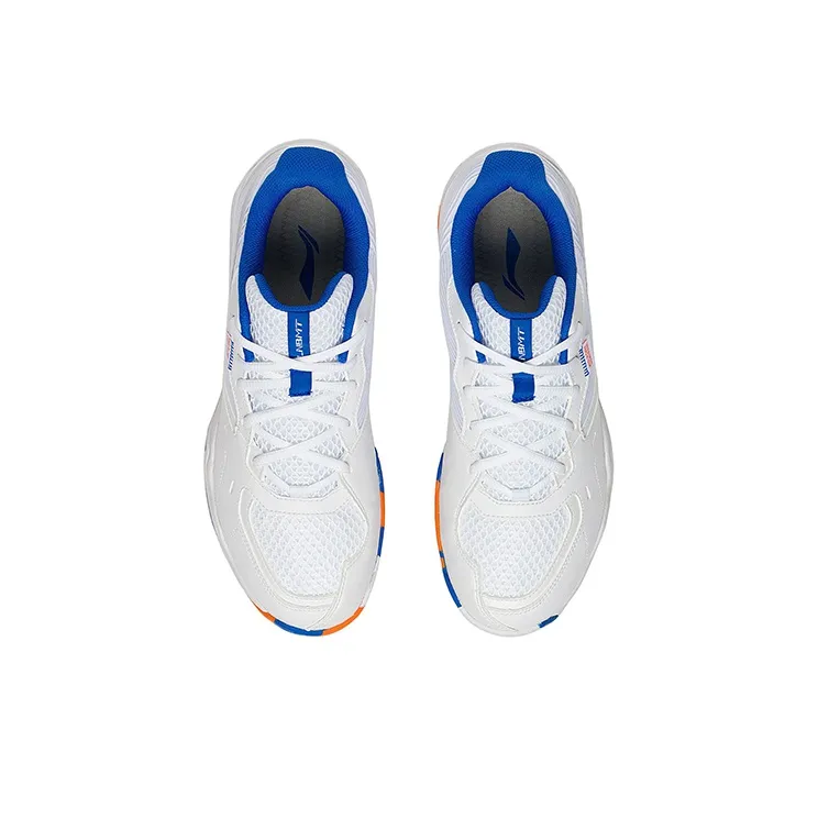 LiNing Sound Waves 2 Generations Cushioned Slip Resistant Abrasion Resistant Low Top Badminton Shoes Unisex White Blue-3