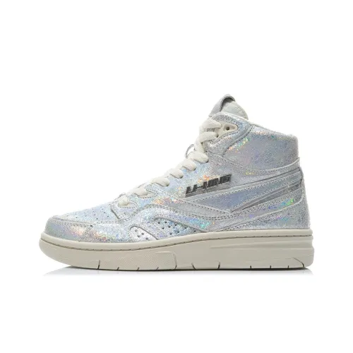 LiNing 937 Deluxe Hi High Top Vintage Basketball Shoes Women's Silver