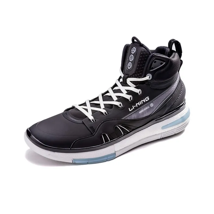 LiNing 937 Wear Resistant Slip Resistant High Top Vintage Basketball Shoes Men's Black-2