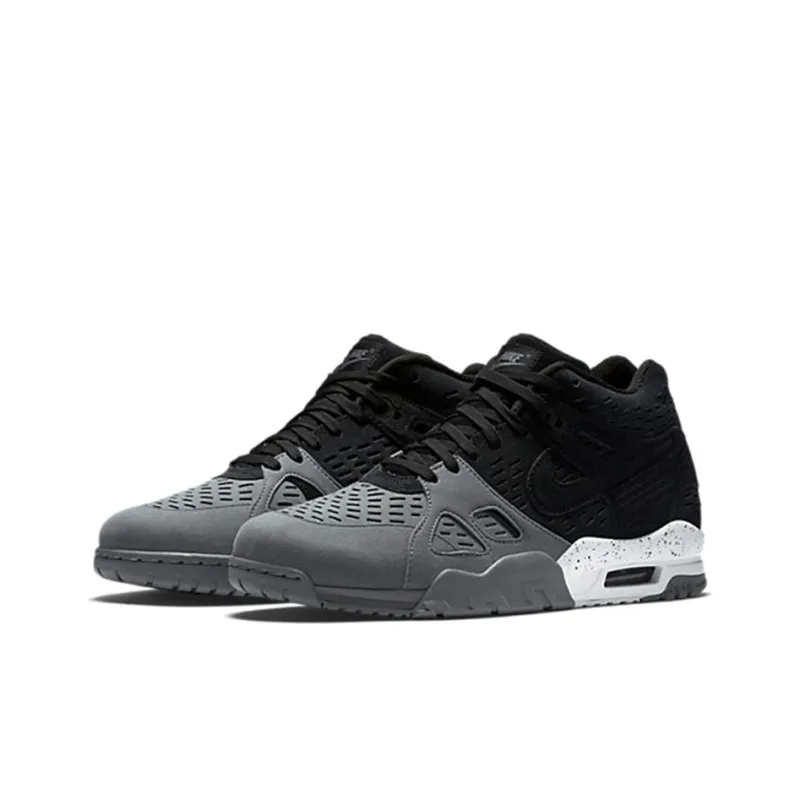 Nike Air Trainer 3 Cushioned Anti Slip And Wear Resistant Lightweight Mid Top Vintage Basketball Shoes Men's Black Gray-2