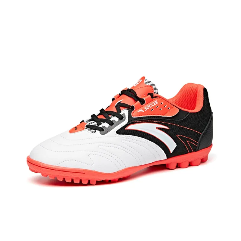 Anta Cushioned Slip-Resistant Abrasion-Resistant Breathable Soccer Shoes Men's White Black Red-1