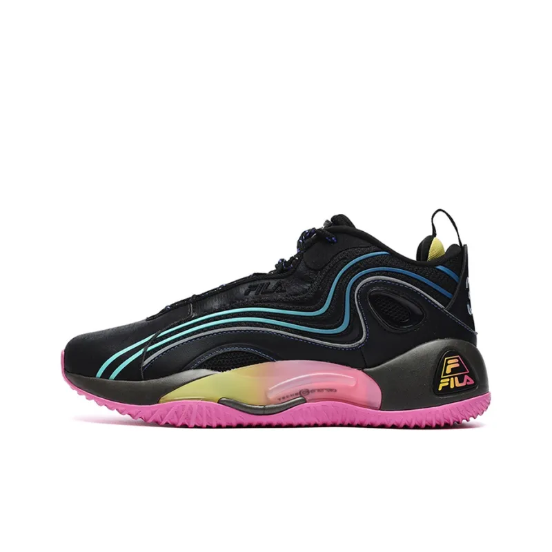 FILA FUSION BALLER Cushioning Anti Slip And Wear Resistant Low Top Vintage Basketball Shoes Men's Black Purple-0