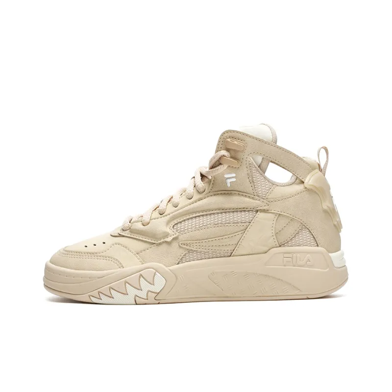 FILA FUSION Desperado We Mid Top Vintage Basketball Shoes Women's Cassava Powder Snow White-0