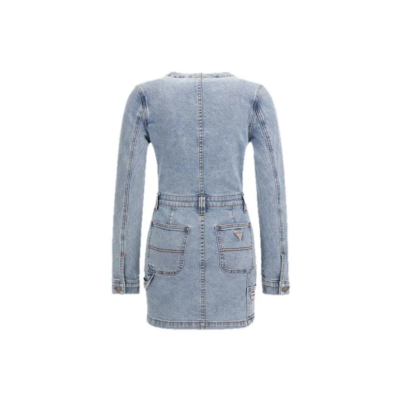 GUESS Long-Sleeved Dresses Women's Light Blue-1