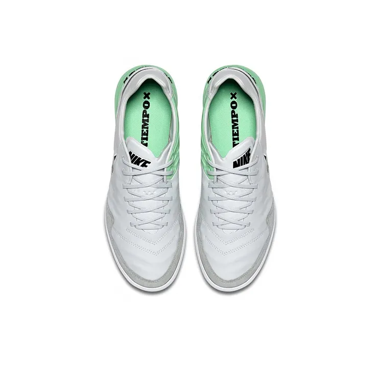 Nike TIEMPOX PROXIMO IC IC/IN Cushioning Anti-Slip And Wear-Resistant Soccer Shoes Men's Gray Green-3