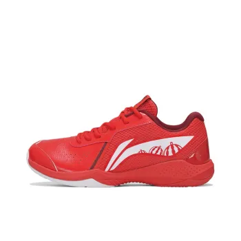 LiNing Thunder Series Lite Cushioned Anti Slip And Wear Resistant Lightweight Low Top Badminton Shoes Unisex Fiery Red