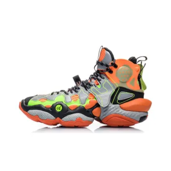 LiNing High Top Vintage Basketball Shoes Men's Fluorescent Enamel Orange Box Included