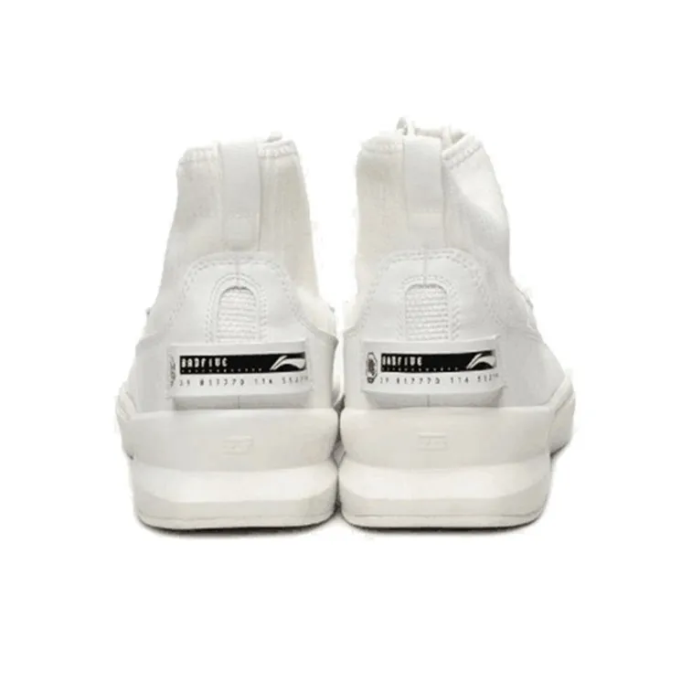 LiNing Cool Tide High Top Vintage Basketball Shoes Men's White-4