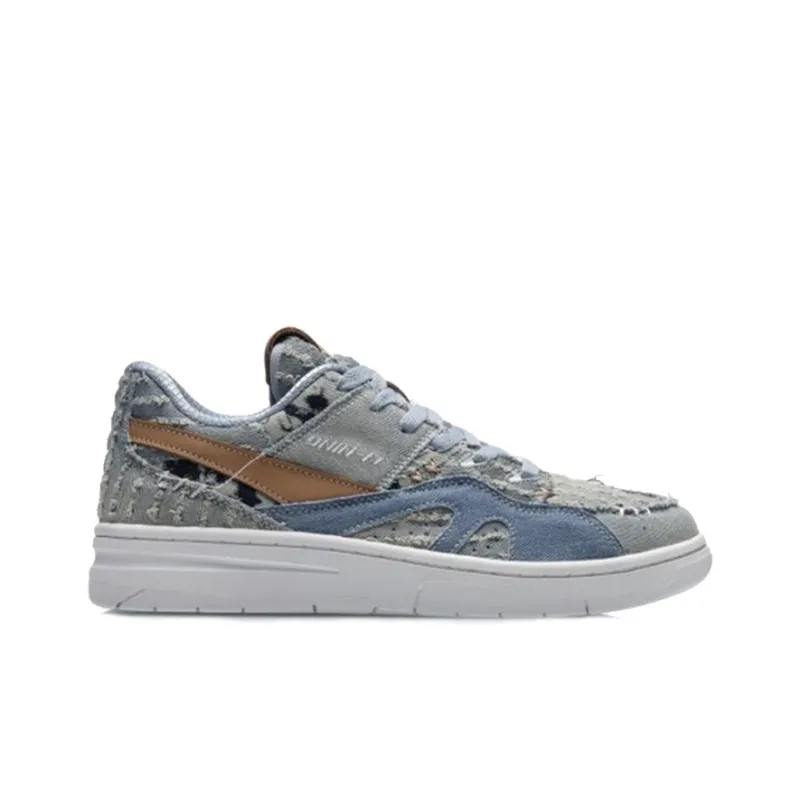 LiNing 937 Deluxe Low Cushioning Anti Slip And Wear Resistant Low Top Vintage Basketball Shoes Men's Denim Blue-1