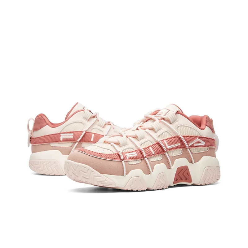 FILA FUSION ADE Barricade Cushioning Abrasion Resistant Breathable Low Top Vintage Basketball Shoes Women's Peach Pink-3