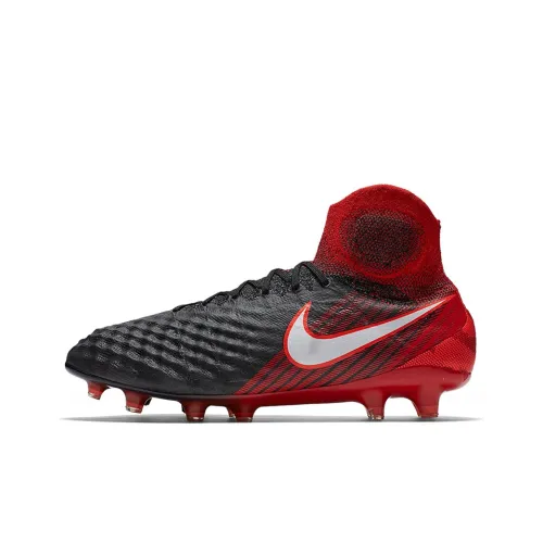 Nike Magista Obra 2 FG Rubber Long Studs Cushioning Anti-Slip And Wear-Resistant Soccer Shoes Black Red