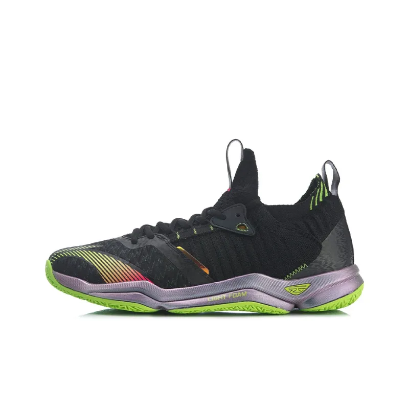 LiNing Raid 4 Durable Breathable Low Top Badminton Shoes Unisex Black Green-0