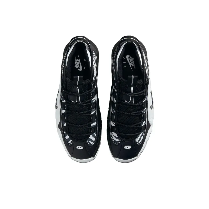 Nike Air Max Penny 1 Cushioning Anti Slip And Wear Resistant Mid Top Vintage Basketball Shoes Black-3