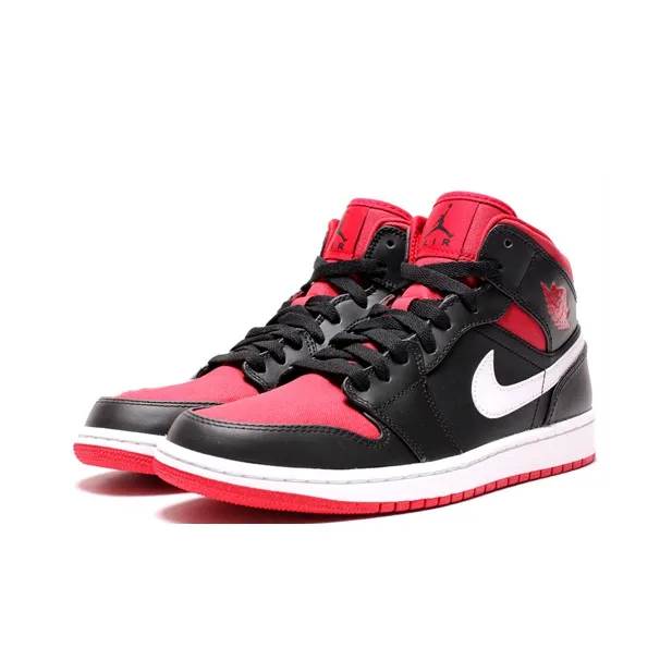 Jordan 1 Mid Black Gym Red White-2