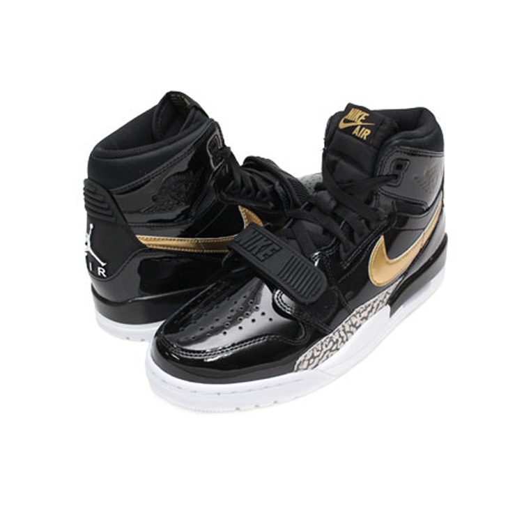 JORDAN Legacy 312 Black Gold Patent POIZON